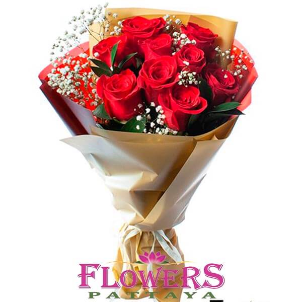 9 Red Roses bouuet - Flower Delivery Pattaya