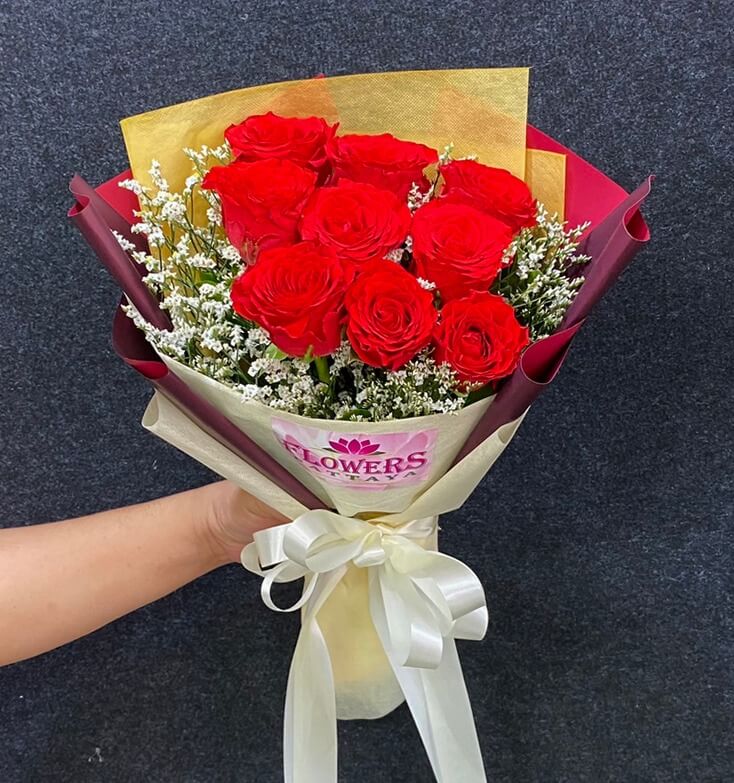 My Passion bouquet - (9 Red Roses) - Flower Shop Pattaya