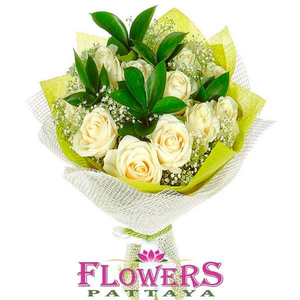 12 White Rosesboquet - Flower Delivery Pattaya