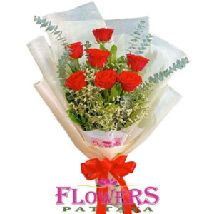 7 Premium Red Roses bouquet - Flower Shop Pattaya