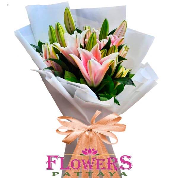 Pink Lilies Bouquet - Flower Delivery Pattaya