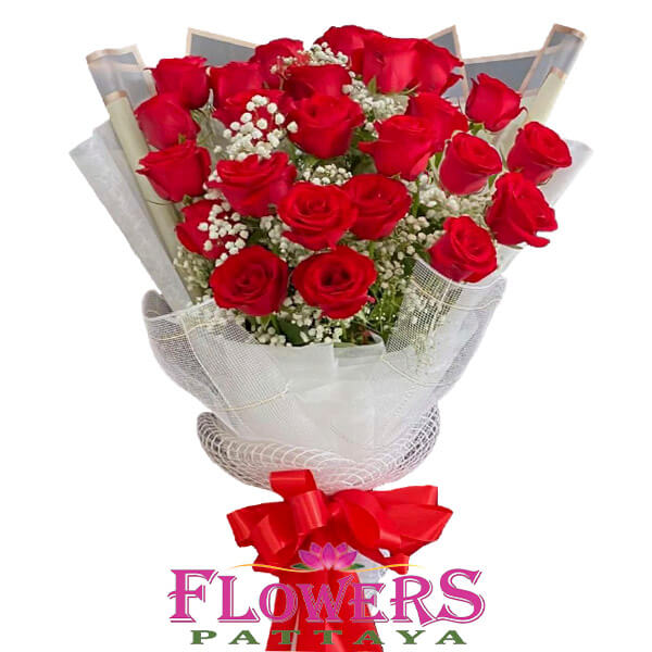 25 Red Roses bouquet - Flower Delivery Pattaya