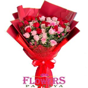 30 Red and Pink Roses - Flower Delivery Pattaya