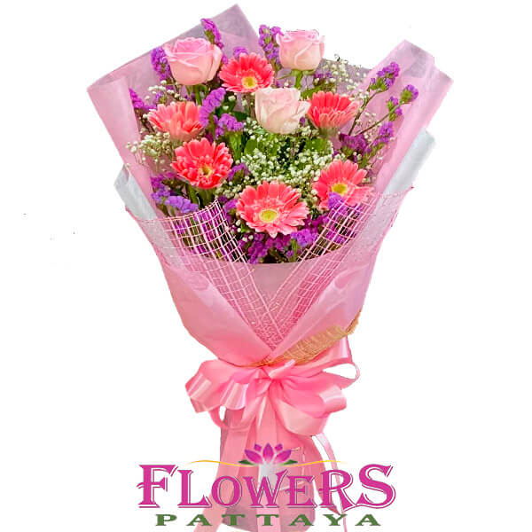 Pink Roses and Pink Gerberas - Flowers-Pattaya