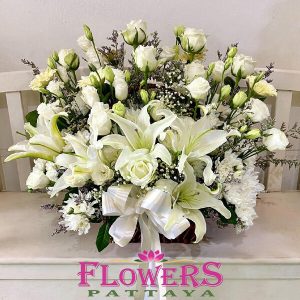 White Perfection Flower basket - Flowers-Pattaya