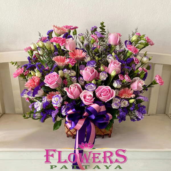Pastel Love basket - Flower Delivery Pattaya