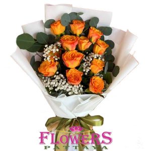 12 Orange Roses - Flower Delivery Pattaya