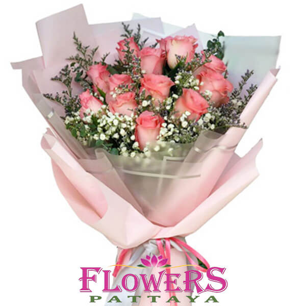 15 Soft Pink Roses - Flower Delivery Pattaya