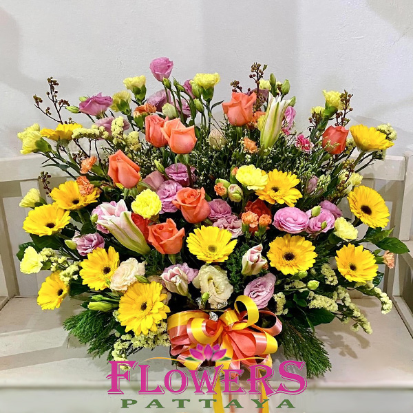 Golden Sunset basket - Flower Delivery Pattaya