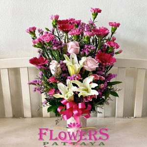 My Princess vase - Lilies, Roses, Gerberas and eustoma bouquet