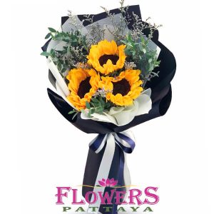 3 Sunflowers bouquet - Flowers-Pattaya