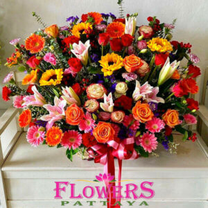 Flaming Sunset flower basket from Flowers-Pattaya