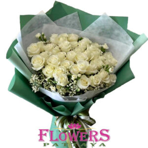 35 White Roses bouquet - Flower Shop Pattaya Thailand