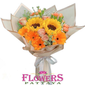 Happy Sunshine bouquet (Gerberas and Sunflowrs) - Pattaya Flower Delivery