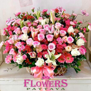 Pink Tenderness flower basket - Flower Delivery Pattaya