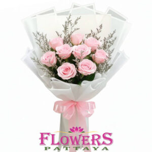 Lucky Pink bouquet (9 Pink Roses) - Flowers-Pattaya flower store