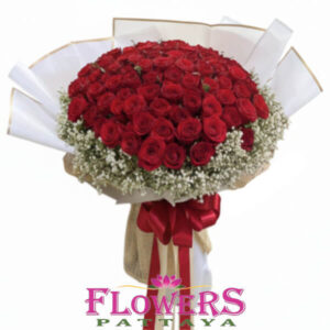 Flower Delivery Pattaya - 101 Premium Red Roses bouquet (Absolute Love)
