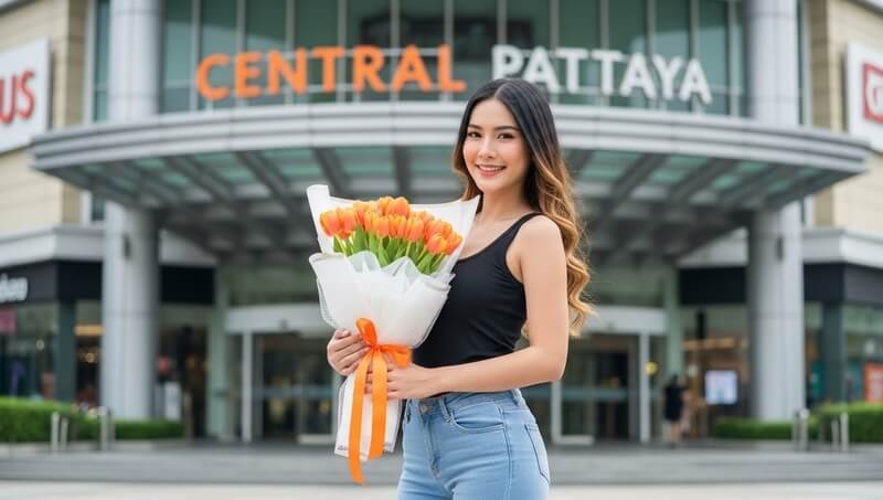 Thai Girl with a Tulips bouquet from Flowers-Pattaya flower shop