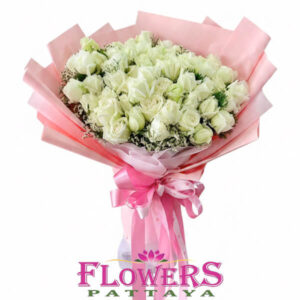 Flowers-Pattaya 55 White Roses - Royal White bouquet
