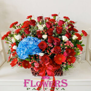 Azure Heart flower basket from Flowers-Pattaya